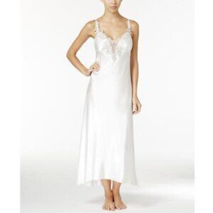 Flora by Flora Nikrooz Stella Satin Venise Trim Lingerie Nightgown Ivory M NWT